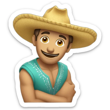 chico sin sombrero festejando estirando los brazos hacia arriba feliz sticker