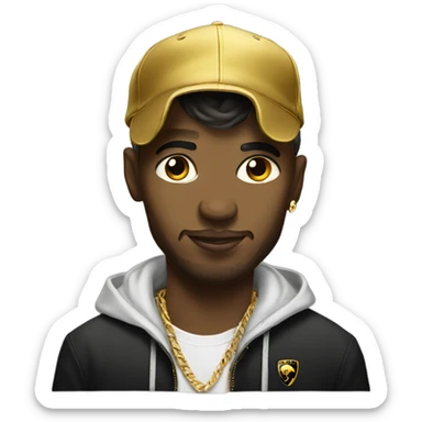 Rapper on gold Lamborghini hood  sticker