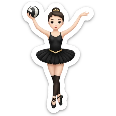 full body balet with black tutu holding ball sticker