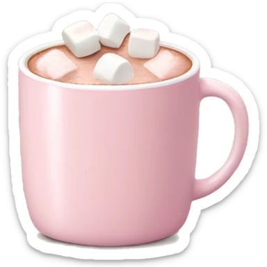 Light Pink mug of hot chocolate with marshmallows  sticker