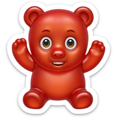 red gummy bear with eyes and long hair only head sticker
