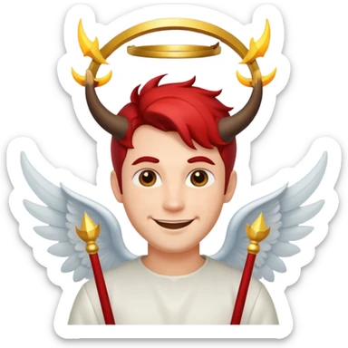 create a angel and devil in one man emoji  sticker