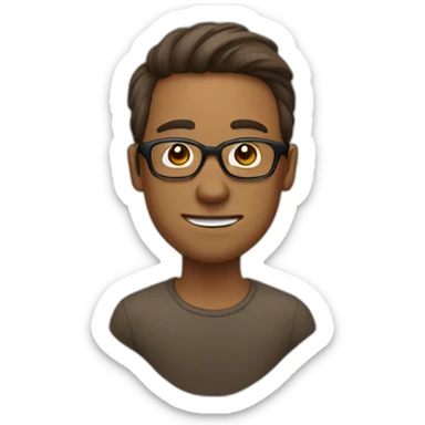 Man with wide head clear glasses swooped brown hair sticker