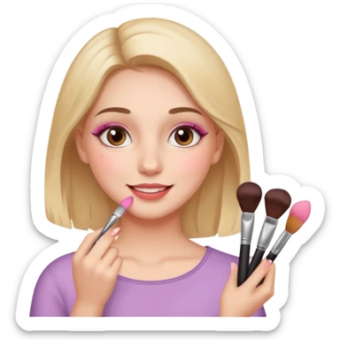 girl applying makeup sticker
