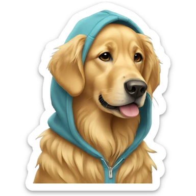 Golden retriever wearing hoodie sticker