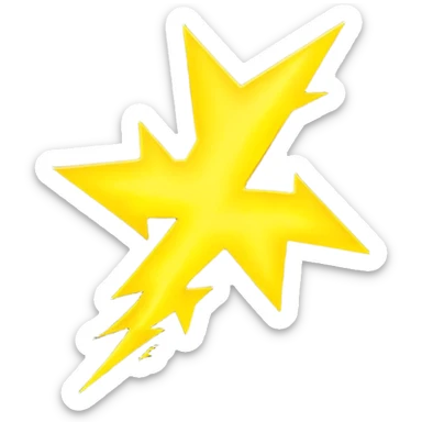 3D render of Lightning Bolt, miniature weather phenomenon, volumetric particle effects, jagged glowing bright yellow plasma strike, elemental energy, emoji style, isolated on white background --v 6.0. sticker