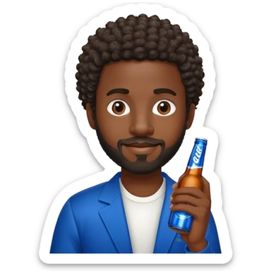dark black guy short curly hair facial hair holding bud light  sticker