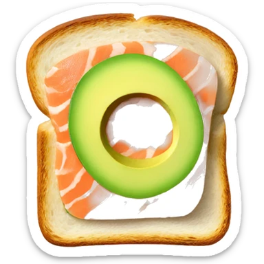 Toast with salmon and avocado slices on top  sticker