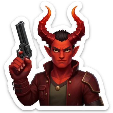 Diablo de iPhone con pistola sticker