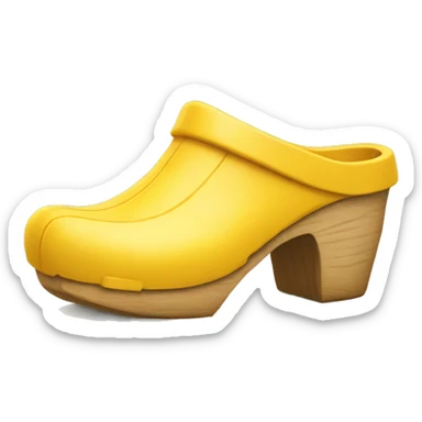 Yellow Wooden clog with closed heel sticker