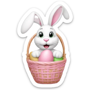 easter bunny with egg light pink basket sticker