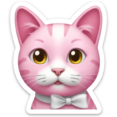 pink cat with white bow sticker