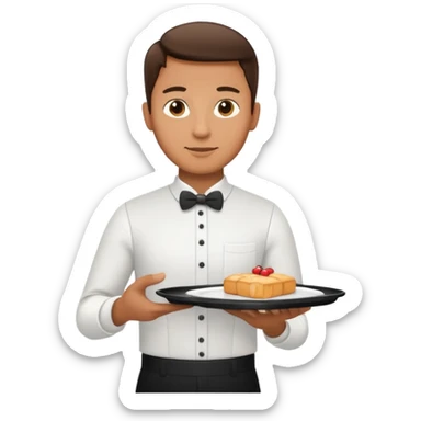 a waiter with a tray sticker