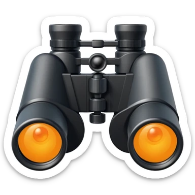  simple black binoculars with large lenses make lenses point out straight sticker