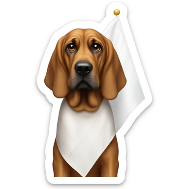Bloodhound dog with a white flag. sticker