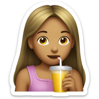 girl drinking from a huge straw sticker