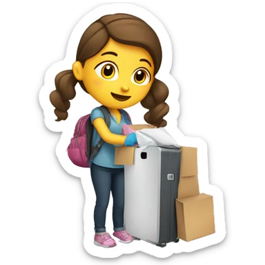 A girl packing her stuff to leave work after her 9 to 5  sticker