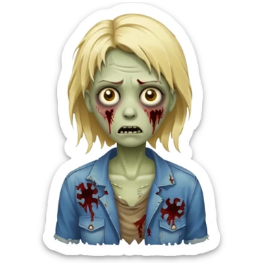 a blonde zombie with medium hair  sticker