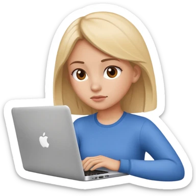 create an emoji where a girl is reading or working on laptop for focus task sticker