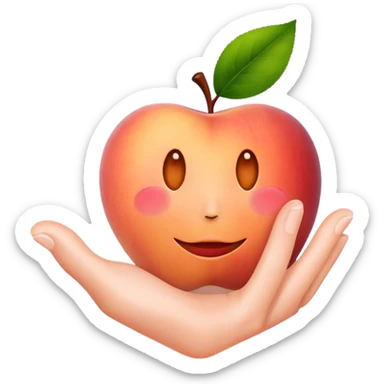 The Apple peach emoji with handprint sticker