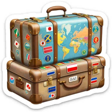 Suitcase with travel stickers from different countries sticker