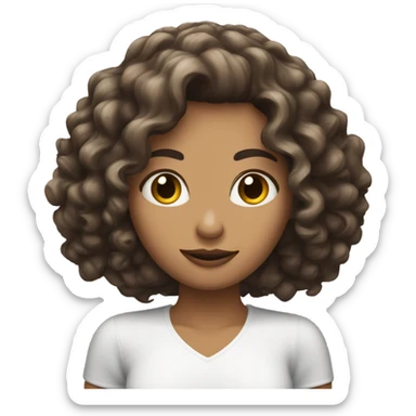 Puedes crear una chica de pelo rizado com piel blanca y ojos hazel  sticker