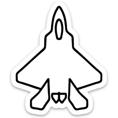 F-22 Raptor fighter jet, minimal outline icon, clean, modern sticker