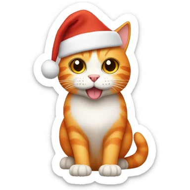Orange cat wearing a santa hat sticker