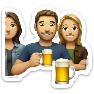 caucassian friends in pub drinking beer sticker