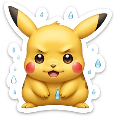 sad crying Pikachu with tears sticker