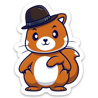 A squirrel wearing a black mask and black hat like Zorro sticker