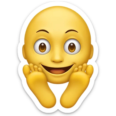Freaky yellow face emoji, showing off his feet sticker