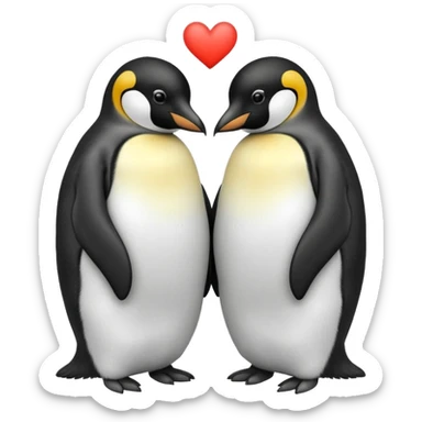 2 emperor penguins facing each other making a heart but no heart emoji added sticker