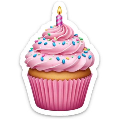 birthday Cupcake with pink icing sticker