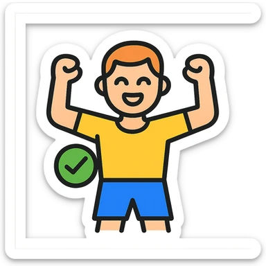 a healthy person, joyful and fit, colorful outlined style sticker