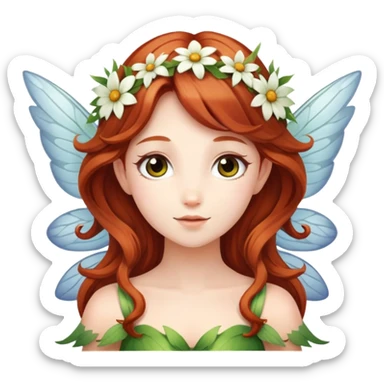 Flower Fairy with auburn hair and wingd sticker