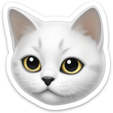 a white cat with black big stains sticker