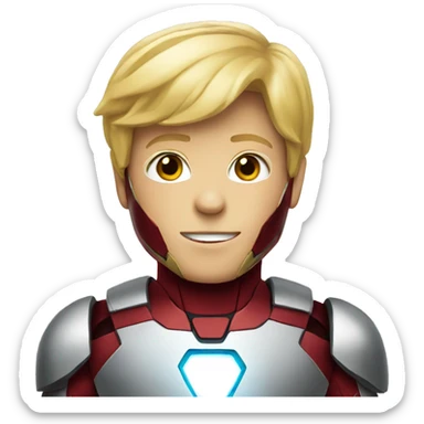 blonde boy in an IronMan suit sticker