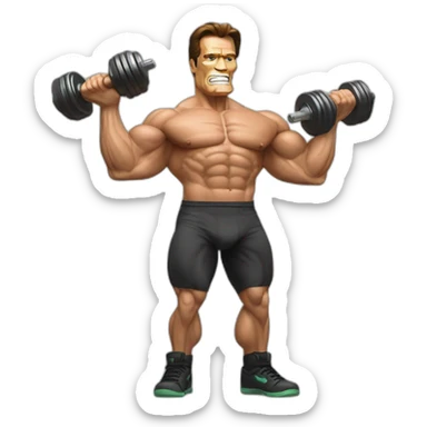 Arnold schwarzenegger with dumbell sticker