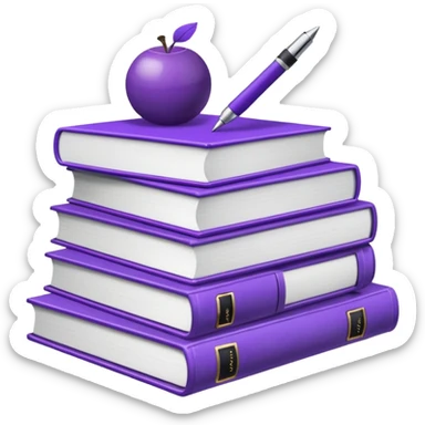 purple studying books with pen scattered sticker