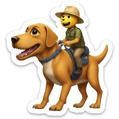 A dog riding a trex  sticker