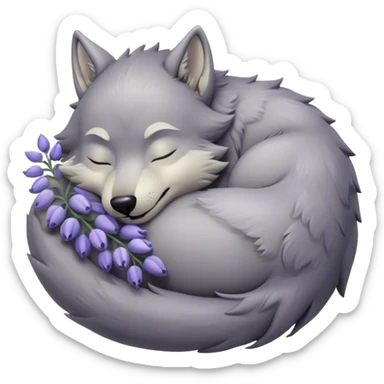 Meme-Worthy Cute Sleeping Werewolf Portrait Emoji, with a cuddly, miniature lupine form in soft moonlit grays and silvers, head resting peacefully with gently closed dreamy eyes and a small, content smile, simplified yet irresistibly endearing, highly detailed with a soft glowing outline that captures the cozy, sleepy essence of a werewolf after frolicking under the full moon! sticker