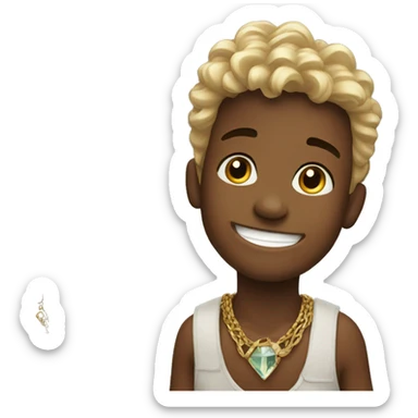 boys smiling outdoors with jewelry sticker