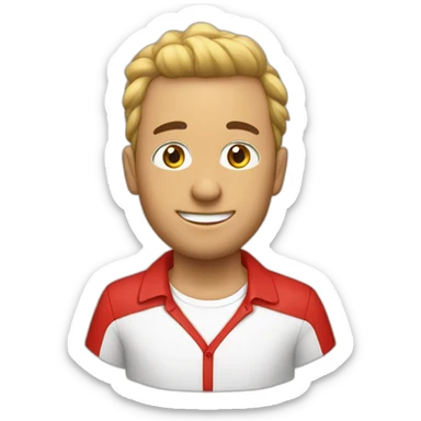 Chico piel blanca camisa roja y anteojos sticker