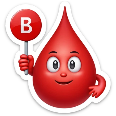 blood drop character holding a B.R.B. sign sticker