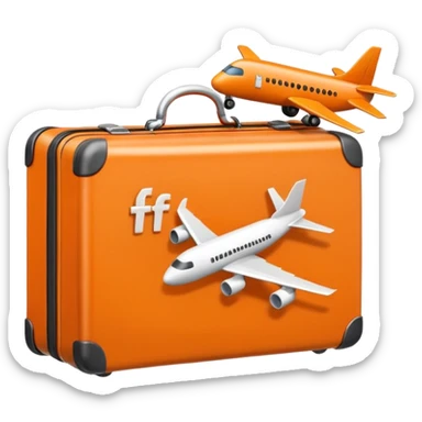 3D icon of a small calendar with a suitcase or airplane symbol, accented with #FF3D00, representing taking paid leave. Minimal and modern. sticker