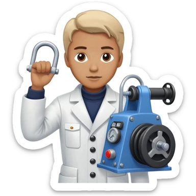 Russian marine geology scientist operating a winch on an old research vessel sticker