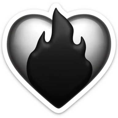 generate a black heart with a black flame sticker