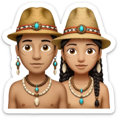 Hatted ancient People wearing Bone Necklaces sticker