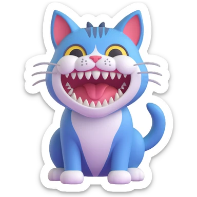cat with a big tooth sticker
